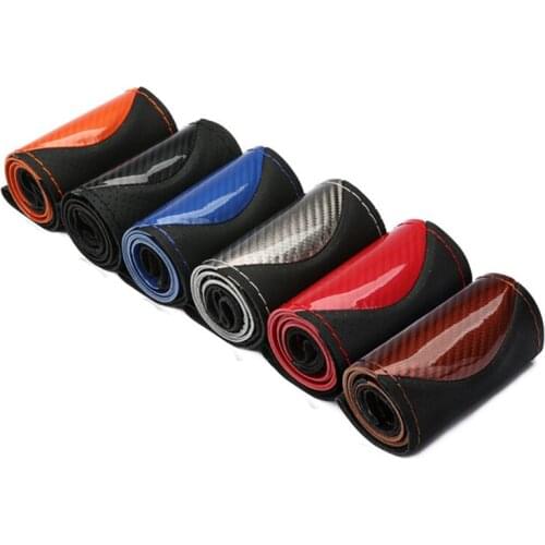 Fashion Sports Crystal Carbon Fiber Hand-stitched Steering Wheel Cover Car Wheel Cover Non-slip Leather Braid For Steering Wheel