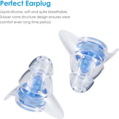 Soft Silicone Ear Plugs Noise Reduction Ear Protection Reusable Professional Music Earplugs For Sleep DJ Bar Bands Sport W/ Case