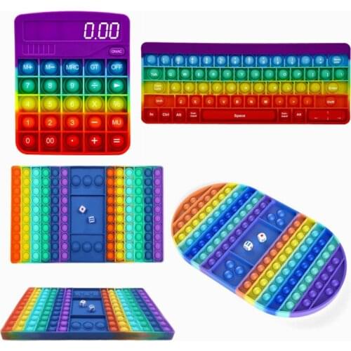 Rainbow Pop Fidget Stress Relief Squeeze Toys Kit Completo Anti Stress Game Interactive Adult Child Push Bubble Toy Gift Xmas