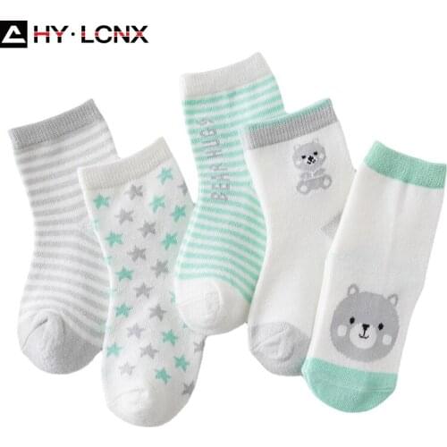5Pairs/Lot Infant Baby Summer Autumn Cotton Socks Cartoon Girl Boy Cute Cartoon Animals For Kids Sock Babies Clothes Accessories