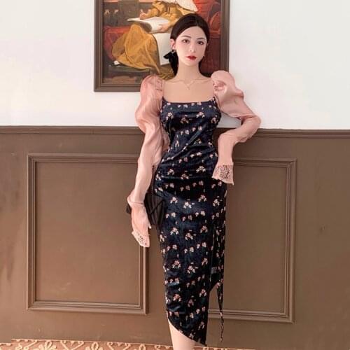 2019 chino vestido de fiesta vestido de chino sexy cheongsam floral halter hueco qipao sexy vestido chino vestidos