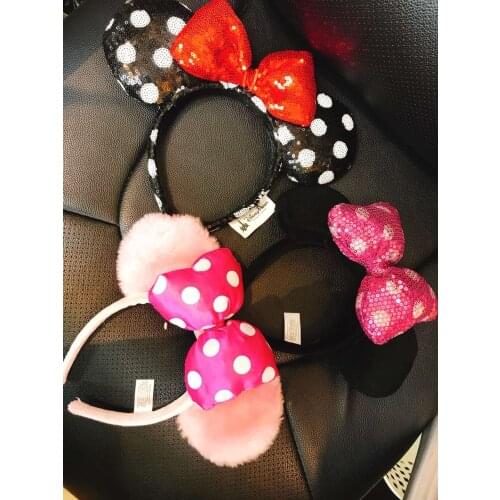 NEW Minnie mickey sequin Gold rose Tokyo EARS COSTUME Headband Cosplay Plush Adult/Kids Headband Gift hongkong