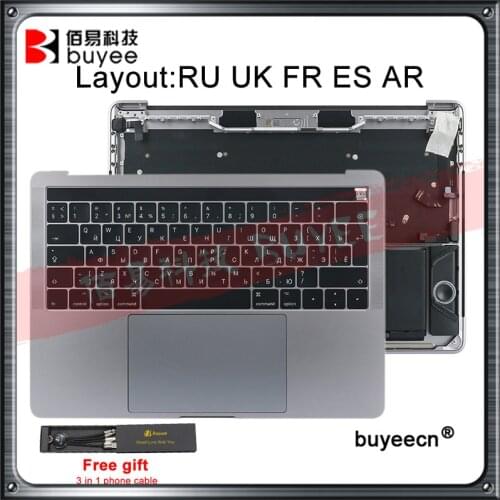 Original For Macbook Pro Retina 13" A1706 Palmrest Top Cases UK RU FR ES AR keyboard Trackpad A1819 battery assembly Silver Grey