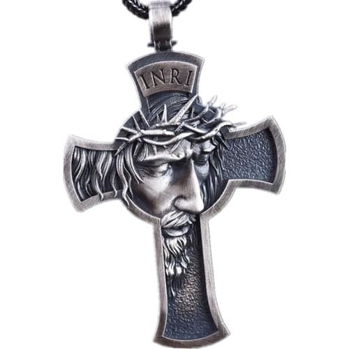 Retro Jesus Christ Pendant Necklace For Men Women Religious Crucifix Thorns Charms Necklace Gothic Fashion Jewelry Gifts
