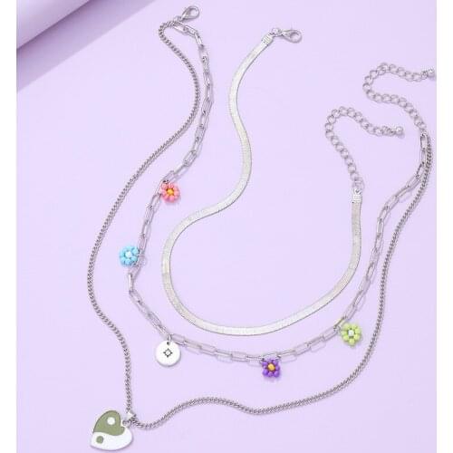 Origin Summer Classic Three Layered Tai Chi Love Heart Round Coin Pendant Necklace for Women Silver Color Chain Necklace Jewelry