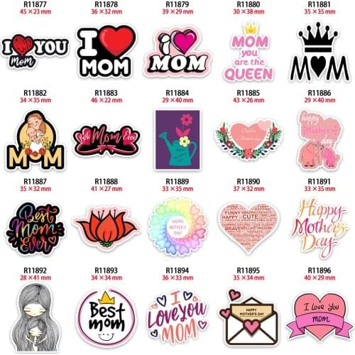 Mom Charms Mothers Day Planar Resin Best Mama Flatback Cabochon Love Heart Printed for Jewelry Phone Decorative Material DIY