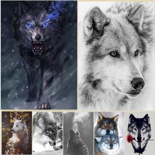 Wolf DIY Full diamond paint Cartoon Diamond Embroidery Animal Mosaic Cross Stitch Home Decoration Painting
