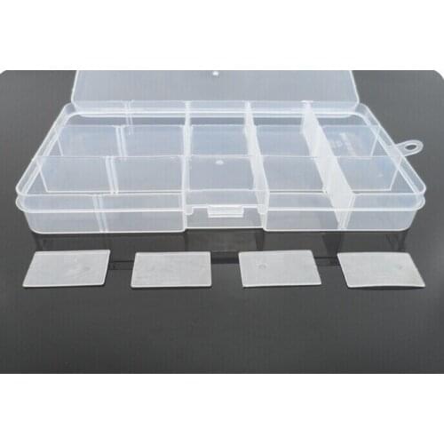 4PCS 15 Slot Clear Electronic Components Storage Organizer Assortment Box Plastic Case Convenience Store Small Items