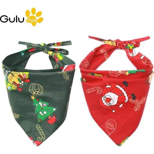Christmas Pet Scarf Saliva Towel Cotton Dog Scarf Cat WashableBow Ties Collar Small Large Bibs Printing Pet Scarf Decorations