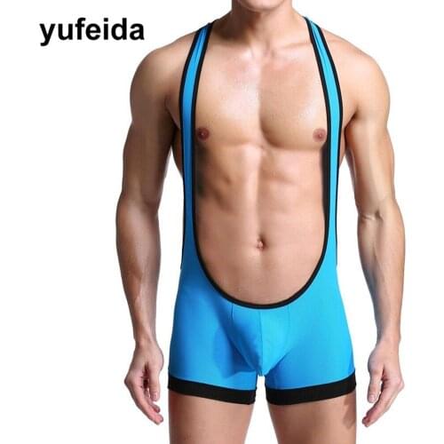Sexy Mens Underwear Male Gay Bodysuit Jumpsuits Wrestling Singlet Leotard Undershirts Boxers Pouch Lingerie One-piece Jockstrap