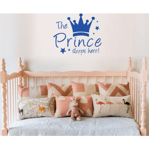 The Prince Princess Sleep Here Mural Background Kids Living Room Princess Room Bedroom Removable Decal Crown Baby Wall Sticker