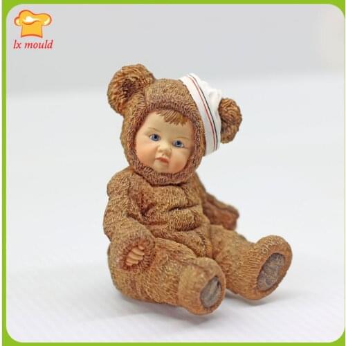 3D Sitting One-piece Clothes Baby Silicone Molds Cute Doll Holiday Birthday Soap Candle Mould Cake Decoration Tools