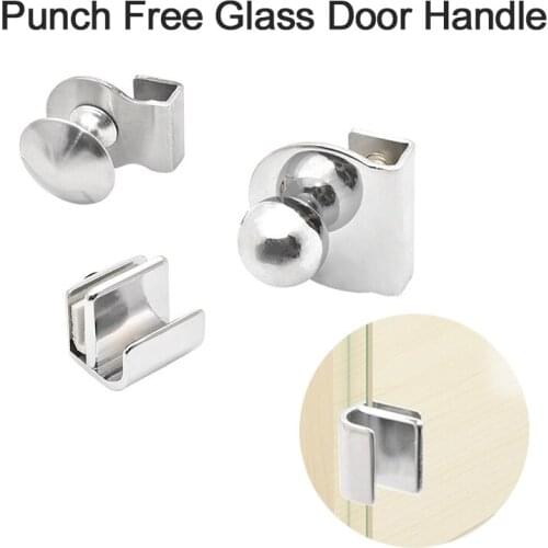 No Drilling Steel Glass Door Handle/clamp/clips For Office Glass Door Showcase Cabinet Drawer Pull Knob Furniture Hardware