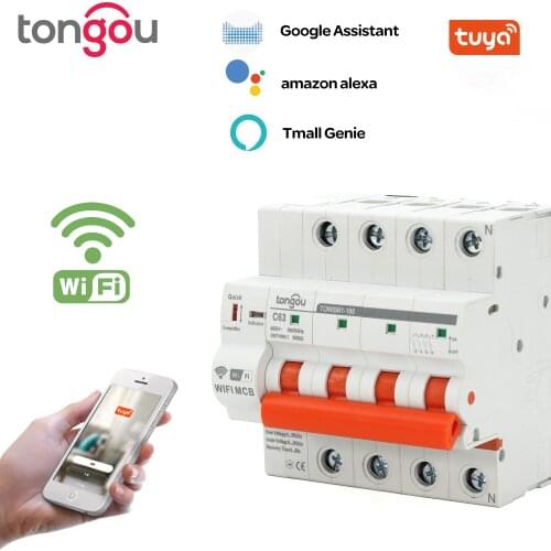 4P WIFI Circuit Breaker Timer Remote Control with Overload and Overvoltage/Undervoltage Protection Intelligent Wireless Switch