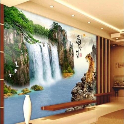 Wellyu Customized large - scale murals Tigers mountain Chinese TV background wall wallpaper papel de parede para quarto