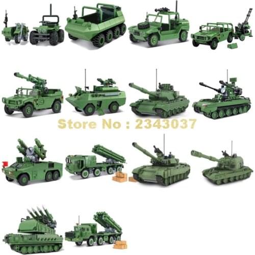 Ww2 Military Army Weapon Artillery Mortar Panzer Armoured Vehicle 99 T90 Tank Truck Motorcycle Building Blocks Toy