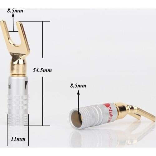 Y- type Banana Plugs Connector Speaker Banana Connector Spade Plug Screw Type Gold Plated