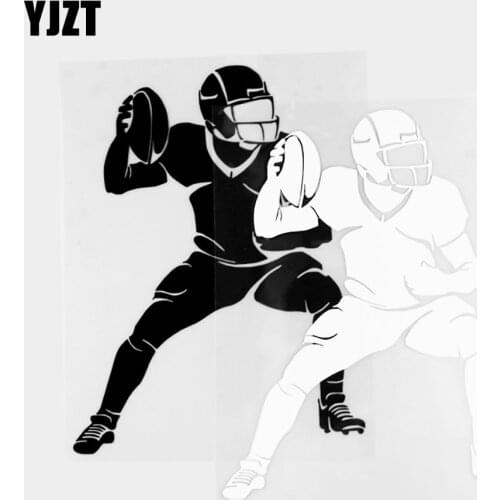 YJZT 14.3×19CM Rugby Player Pattern Personality Cool Vinyl Decal Car Sticker Black/Silver 20A-0381