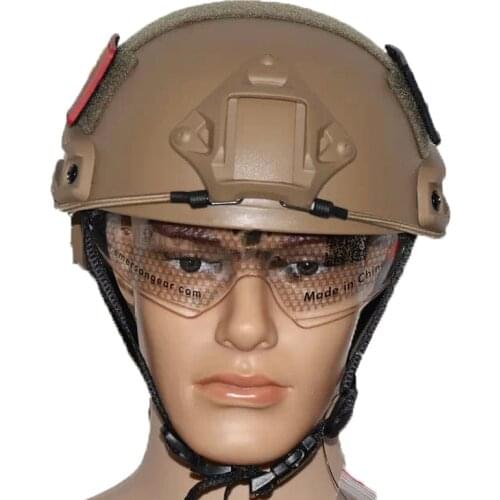 Hunting PJ Fast Helmet Cover with Goggles Wing Glass Tactical Military War Game CS Riding Head Protective Helmet Equipment