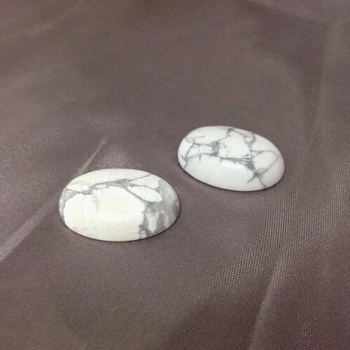 1pc 18x25mm No Hole Beads Oval White Turquoises Howlite Stone Cabochon Jewelry Accessories Cabochon DIY Making for Ring Pendants