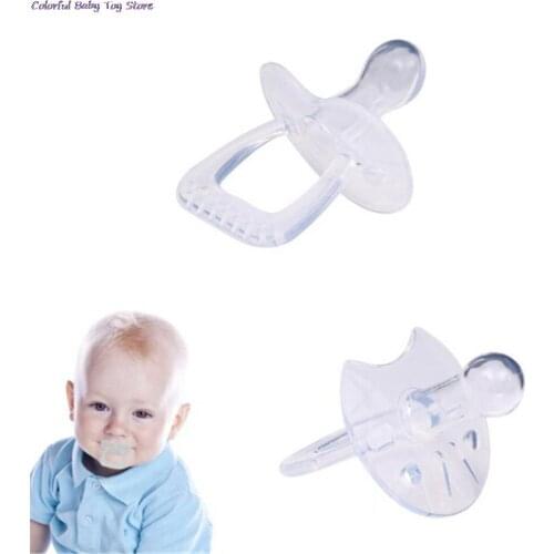1PC Baby Pacifier Transparent flat/round Safe And non-toxic Material Silicone Gel About 6.8*4cm Weaning Molars Toy Pacifier