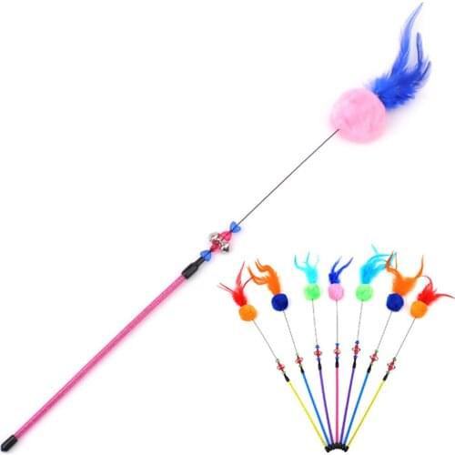1pc Funny Kitten Cat Teaser Interactive Toy Rod And Feather Toys For Cats Teaser Interactive Toy Rod Cats Toys Stick Toys L3