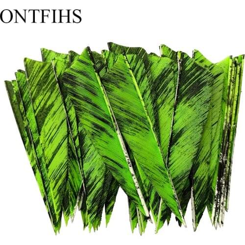 36 Pcs ONTFIHS New 3 Inch Feather Arrows Archery Fletching Shield Cut Ink Painting Feathers for Arrows Turkey Fletching