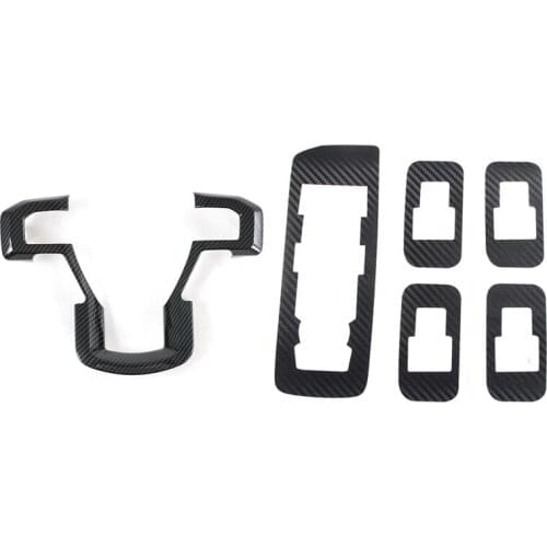 2 Set Car Accessories: 1 Set Car Door Window Switch Button Cover & 1 Pcs Steering Wheel Cover Trim