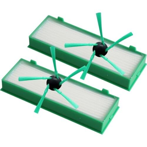 2 pcs / batch Robot vacuum cleaner parts for Vorwerk Kobold VR200 VR200 Replacement of HEPA filter + 2 side brush