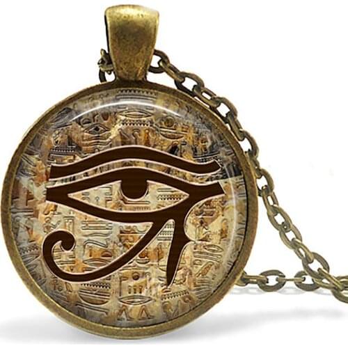 2020 Eye of Horus Egyptian Necklace Pendant Ankh Eternal Life Symbol Glass Cabochon Religion Art Jewelry for Men Women