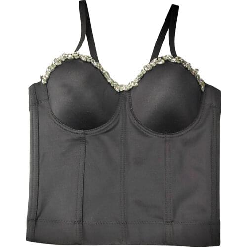 2021 Gradient Shiny Sexy Nightclub Party Crop Top Push Up Bralette Cropped With Built In Bra Corset Tops Female Camis Clothing