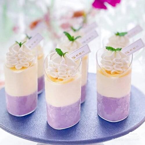 5Pcs 80ml Dessert Cups Slanted Cylinder Mini Transparent Premium Tiramisu Cup for Weddings Party Food Container