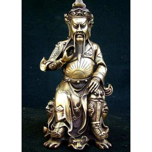 8.4" China Taoism Consecrate Brass Bronze God Of Wealth Zhao Gongming Sculpture