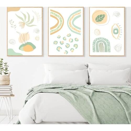 Abstract Modern Boho Rainbow Plants Wall Art Prints Canvas Painting Minimalist Posters and Pictures for Living Room Home Decor