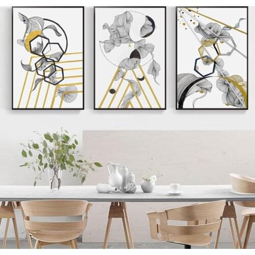 Abstract Geometric Golden Line Poster Bedroom Home Decoration Living Room Background Wall Frameless Art Printing Canvas Mural