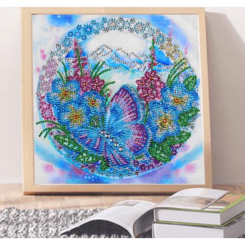 Special Shaped Diamond Painting DIY 5D Partial Drill Cross Stitch Butterfly Flower Kits Crystal Rhinestone Home Decoration