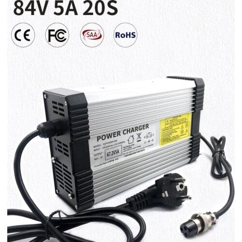 20S 72V 5A 4A Lithium Battery Car Charger For Output 84V 5A 4A E-Scooter E-bike Ebike Motorcycle Input100V-240V Fast Charger