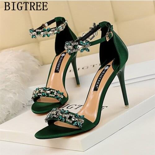 Diamond Heels Bigtree Shoes Sandals High Heels Sexy Shoes Rhinestone Stiletto Heels 40 Summer Sandals High Heels Sandals Women