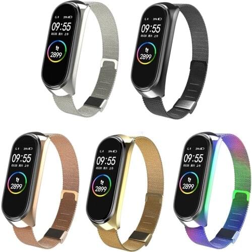 Luxury Strap For Xiaomi Mi Band 4 3 Metal Stainless Steel Mesh Belt Watches Band Smart Watch Women Men WristWatch Bracelets