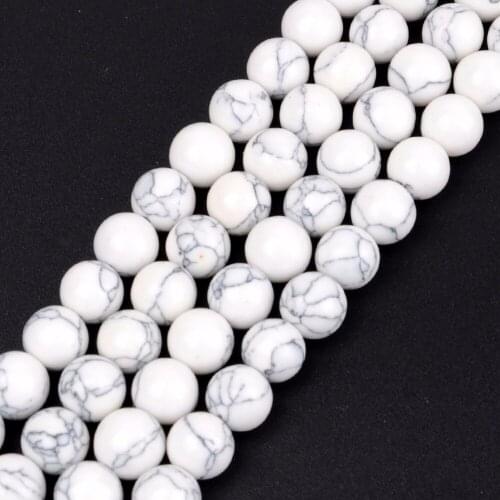Wholesale White Turquoises Stones Beads For Needlework 4 6 8 10 12mm Round Beads For Jewelry Making 15inch Handicraft Accessorie