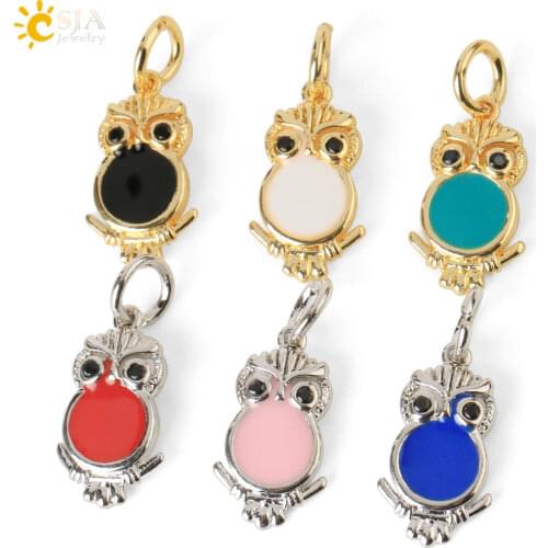 CSJA Gold-Color Earrings Bracelets Charms for Jewelry Making Hand Crafts Needlework Accessories Owl Tree Metal Pendant CZ S649