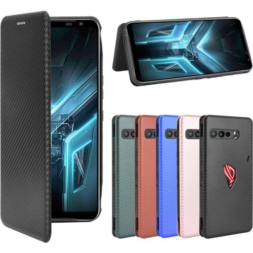 For Asus ROG Phone 3 ZS661KS Case Carbon Fiber Flip Leather Case For Asus ROG Phone 3 ZS661KS 2020 ASUS_I003D Case Cover 6.59"