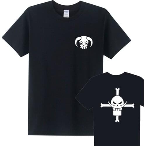 One Piece T Shirt Men Whitebeard Pirates Men Tops Short Sleeve Fire Fist Ace Men T Shirt Anime Cosplay T-shirt Tees