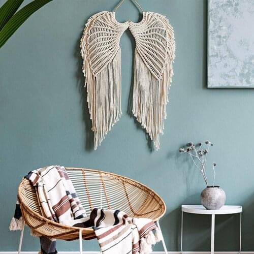 Angel Wing Tapestry Boho Hand-woven Pendant Macrame Wall Hanging Bohemian Crafts Room Decor Dorm Decorative Supplies
