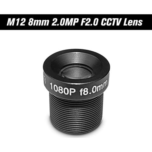 HD 2.0Megapixel 2MP 8mm M12 CCTV Board Lens IP Camera Lens F2.0 Fixed Iris M12*P0.5 1/2.7" Image Format 25 Degrees Viewing Angle