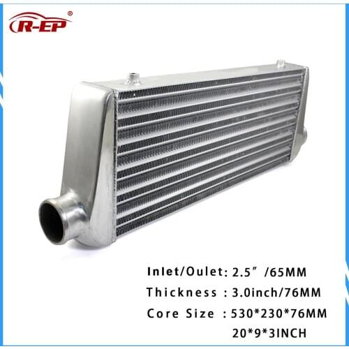 Intercooler Radiador Universal 530x230x76 Cold Air Intake 6061 Aluminum Inlet Outlet ID 65MM for Turbo Car Charger Radiator