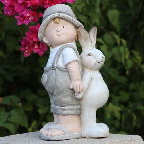 Simple Modern Cartoon Rabbit Simulation Characters Sculpture Resin Ornaments Courtyard Villa Figurines Decoration Garden Crafts