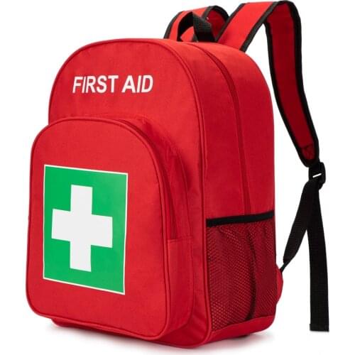 Red Emergency Bag First Aid Backpack Empty Medical First Aid Bag Treatment Trauma Bag for Preschool Child Care Center Field Trip
