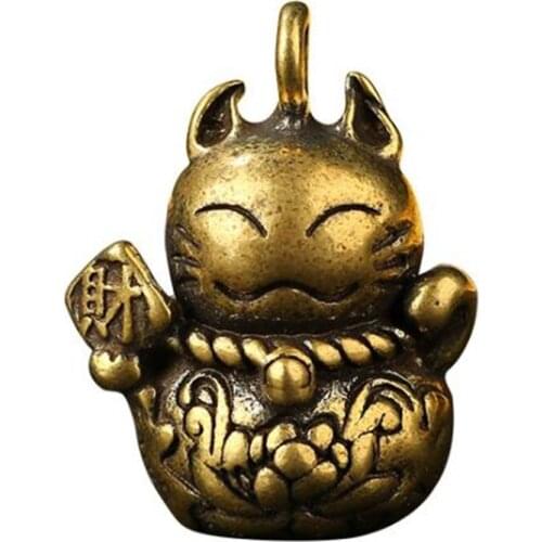 Casting Metal Lucky Cat Ornaments Gifts 3D Figurine Mini Animal Collect Home Office Room Desktop Decoration Sculpture