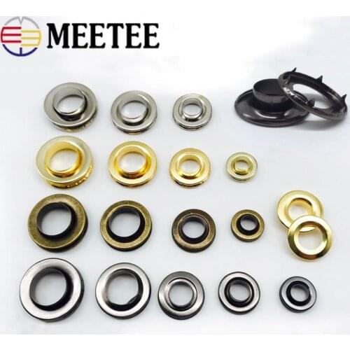Meetee 30sets 8/9.5/11.5/16/18mm Air Eye Buckle Copper O Ring Hollow Buttonhole for Handbag Clothing Shoes Deco Crafts Accessory